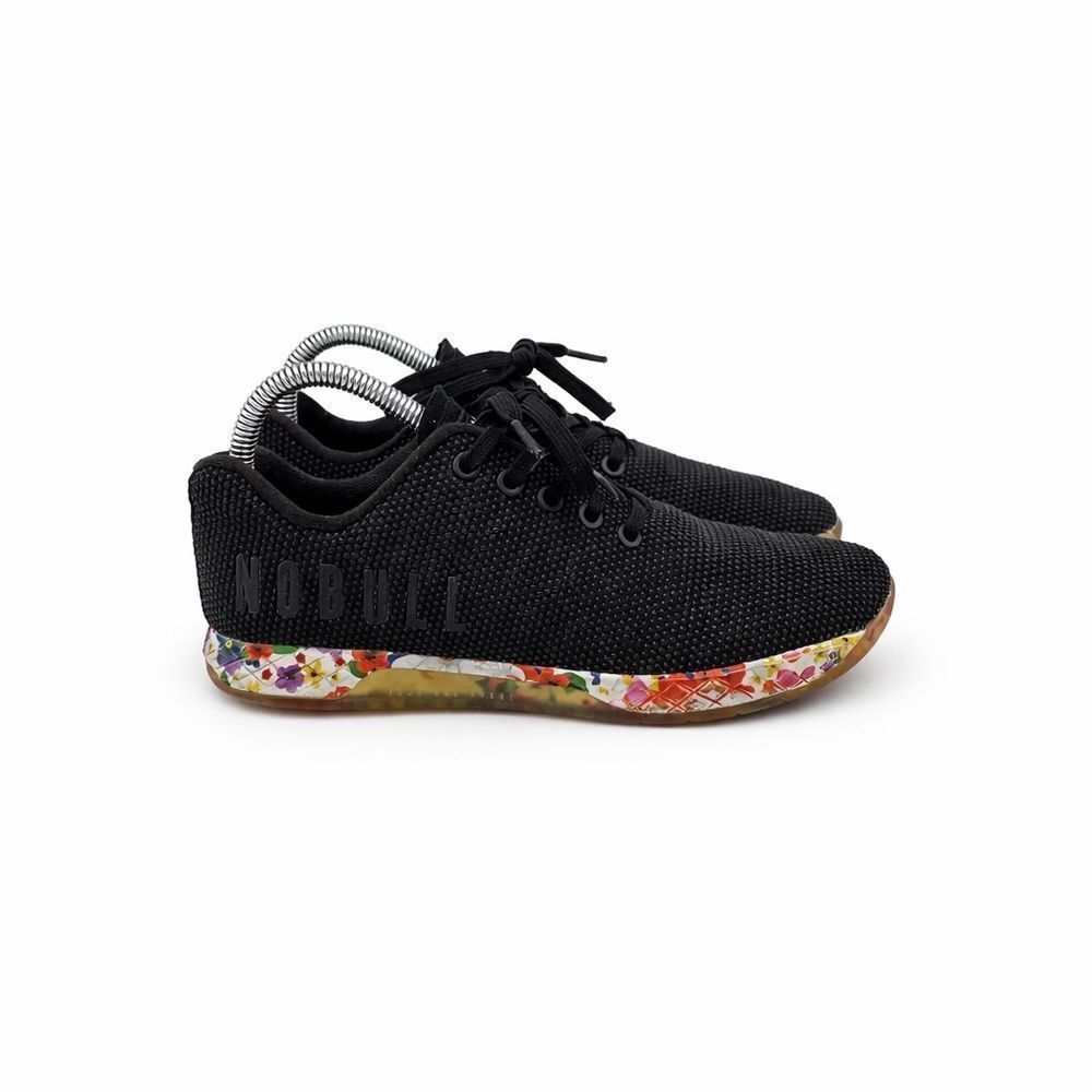 NOBULL Black Trainer Sneakers Floral Gum Sole | Size 7